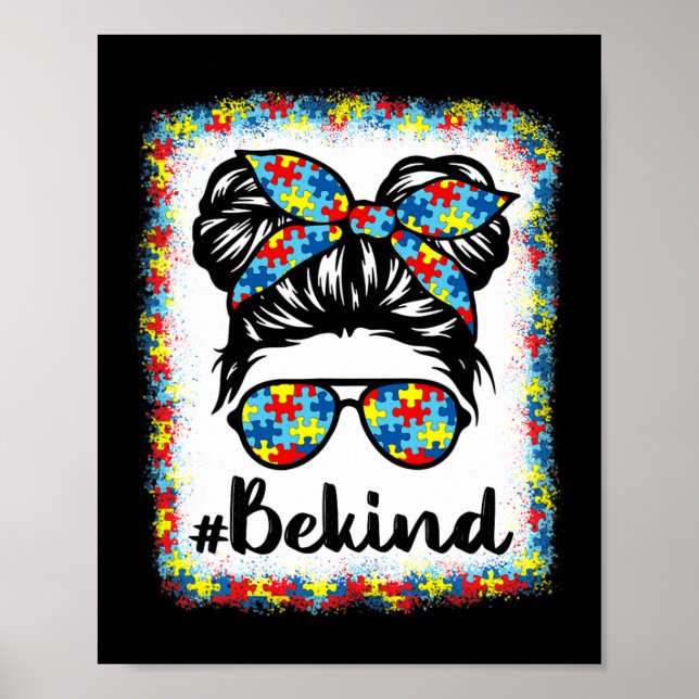 Affiche Be Kind Sensibilisation sur l'autisme Messy Bun Gi (Devant)