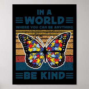 Affiche Be Kind Sensibilisation sur l'autisme Puzzle Butto