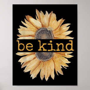 Affiche Be Kind Sunflower Retro Vintage mignon Graphic Kin