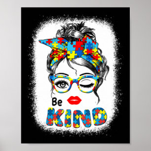 Affiche Be Kind t shirts for Women Autism Awareness Messy 