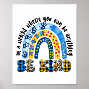 Affiche Be Kind Tie Dye Rainbow Choose Kindness Women Kids