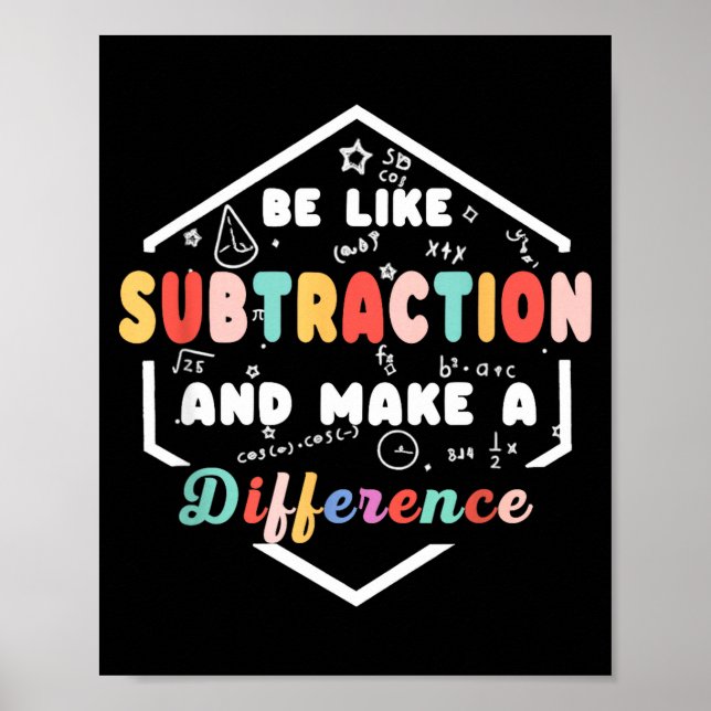 Affiche Be Like Subtraction Math Quote Chalkboard Teacher  (Devant)