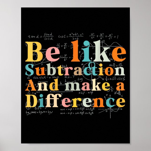 Affiche Be Like Subtraction Math Quote For Teachers Studen (Devant)