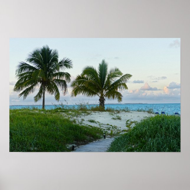 Affiche Beach Boardwalk aux Bahamas at Sunset (Devant)