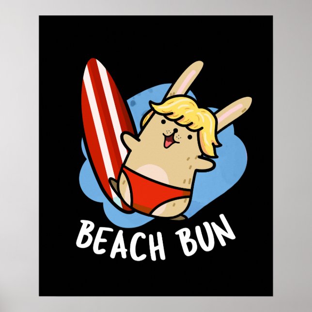 Affiche Beach Bun Funny Bunny Pun Dark BG (Devant)