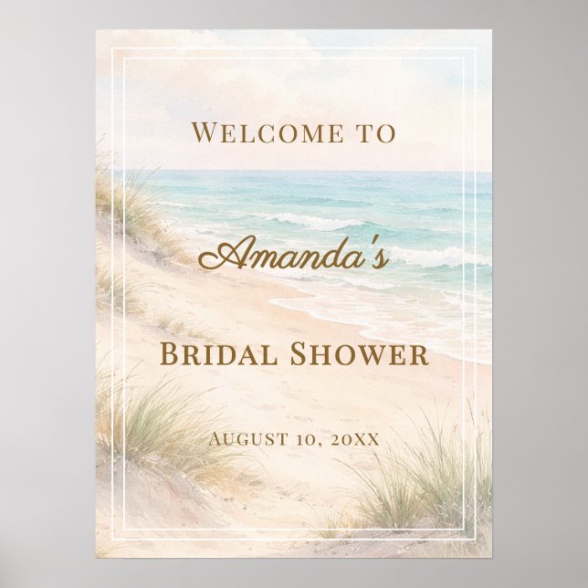 Affiche Beach coastal Bridal Shower welcome (Devant)
