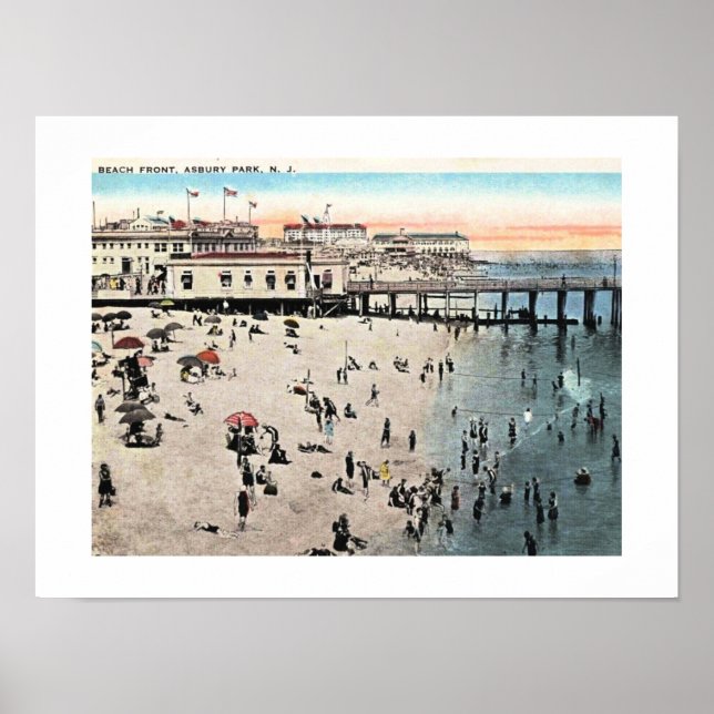 Affiche Beach Front, Asbury Park NJ, c1930s Vintage (Devant)
