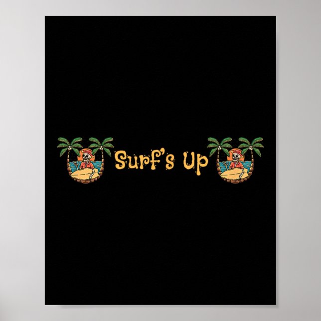 Affiche Beach Funny Sun Surfing Skeleton Jacksonville Beac (Devant)