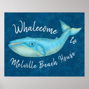 Affiche Beach House Baleine Bleue Baleine nautique   Perso