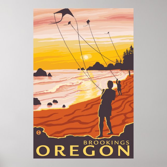 Affiche Beach & Kites - Brookings, Oregon (Devant)