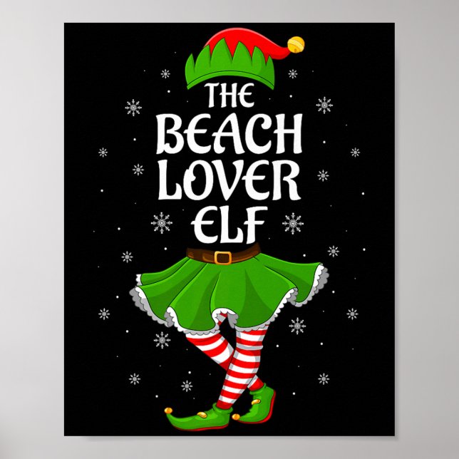 Affiche Beach Lover Elf Christmas Family Girls Women Elf S (Devant)