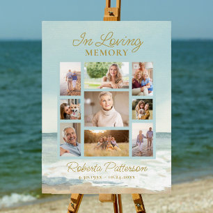 Affiche Beach Ocean Photo Collage Funeral Memorial Welcome