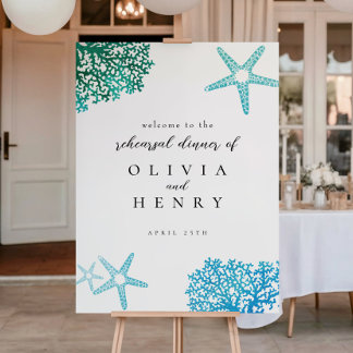 Affiche Beach Rehearsal Dinner Starfish Welcome Sign