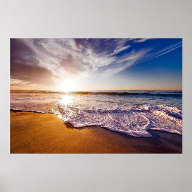 Affiche Beach Sea Sunset Sun Sunlight Sable Coast (Devant)
