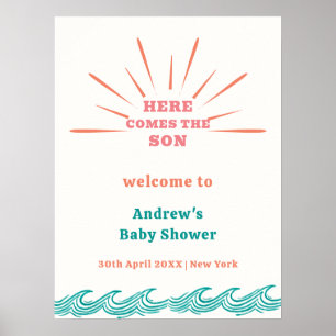 Affiche Beach Summer Voici Le Baby shower Bienvenue