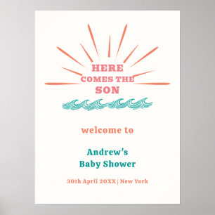 Affiche Beach Sunshine Voici L'Accueil Baby shower