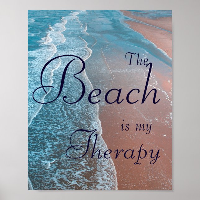 Affiche Beach Therapy Dire avec l'eau du littoral bleu (Devant)