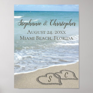Affiche Beach Wedding Hearts