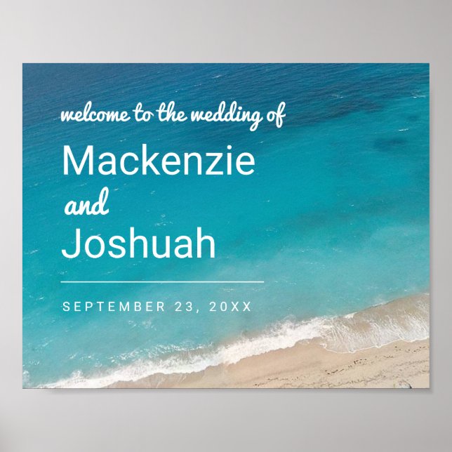 Affiche Beach Wedding Ocean Waves Welcome (Devant)