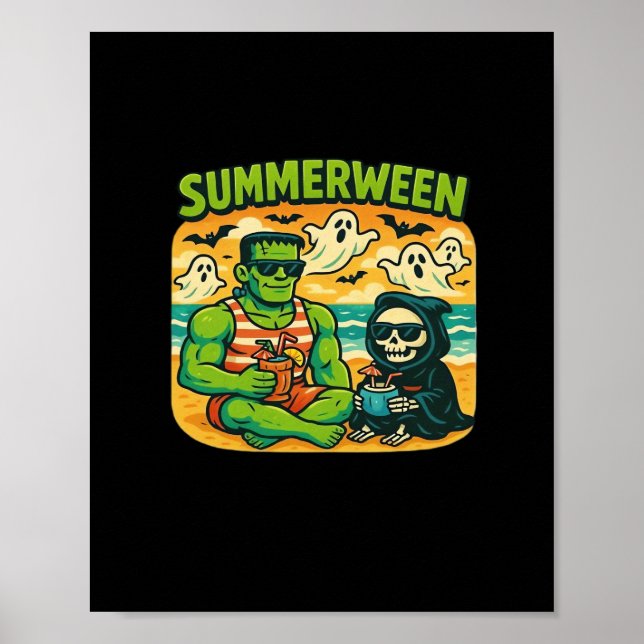 Affiche Beachside Boogeymen - Classe Retro Summerween Vibe (Devant)