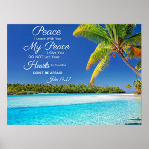 Affiche Beachside Cook Island - John 14:27 Bible Verse