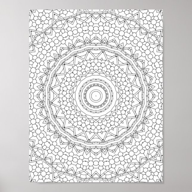 Affiche Beaded Star Geometry Coloring Page Pattern Design (Devant)