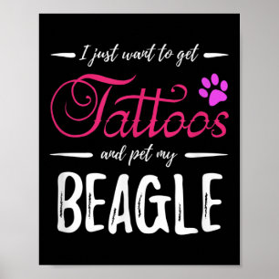 Affiche Beagle Amoureux des chiens Tattoo Funny Chien Mama