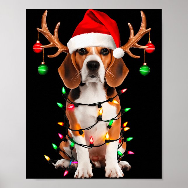 Affiche Beagle Christmas Tree Shirt Beagle Santa Hat Lover (Devant)