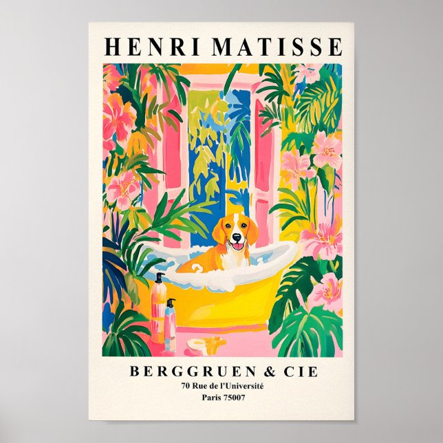 Affiche Beagle Dans Baignoire Impression, Amusante Salle D (Devant)