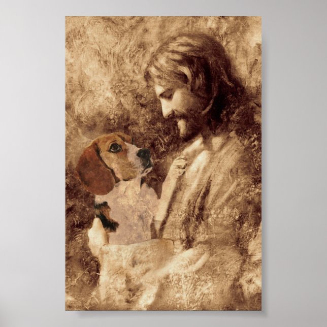 Affiche Beagle Dieu Jésus Nous Cesse Par Son Amour (Devant)