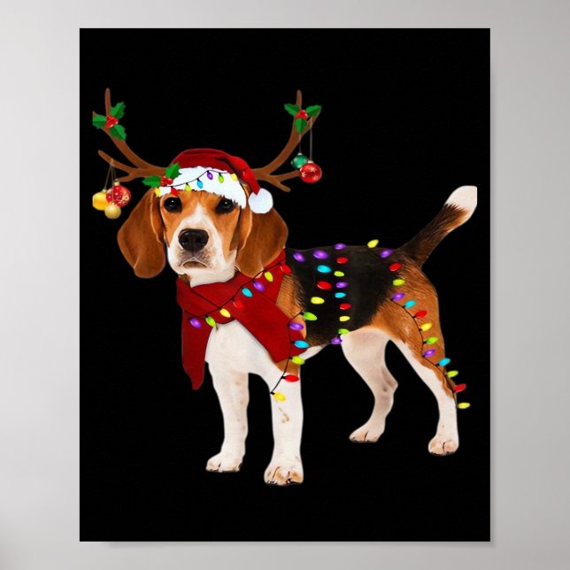 Affiche beagle dog christmas Classic T-Shirt (Devant)