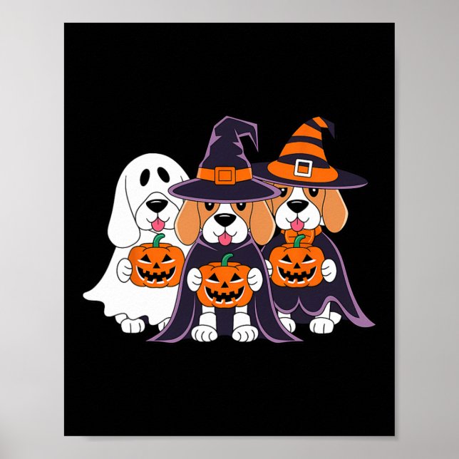 Affiche Beagle Ghost Citrouille Halloween Conception Pour  (Devant)
