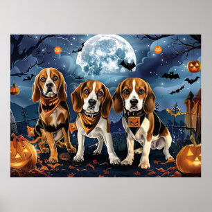 Affiche Beagle Halloween Éffrayant