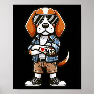 Affiche Beagle J'Aime Papa Drôle Chien Tatouage