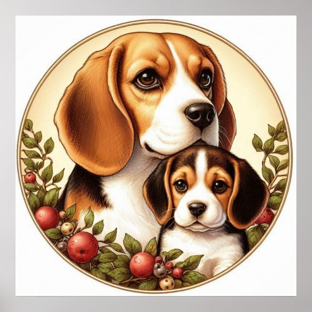 Affiche Beagle Maman et Pup 01X (Devant)