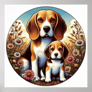 Affiche Beagle Maman et Pup 5000 2X