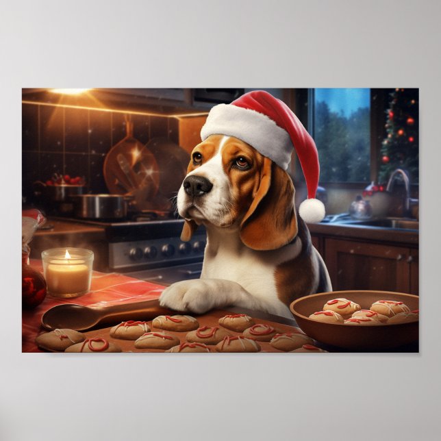 Affiche Beagle Noël Cookies Festive Festive (Devant)