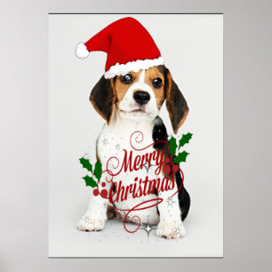 Affiche Beagle Puppy Père Noël