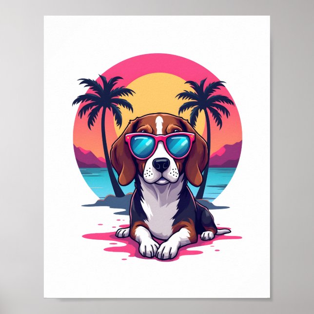 Affiche Beagle Sunset Arrière - plan Chemise, maman Beagle (Devant)