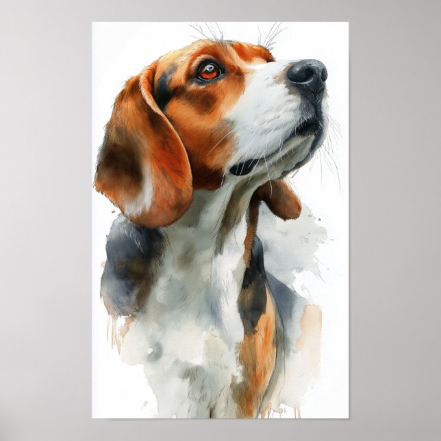 Affiche Beagle watercolor portrait (Devant)