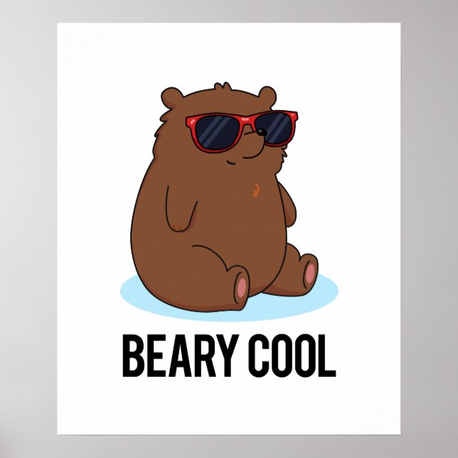 Affiche Béaire Cool Funky Brown Bear Pun (Devant)