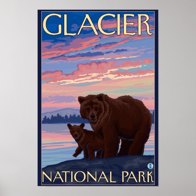 Affiche Bear and Cub - Parc national des Glaciers, MT (Devant)
