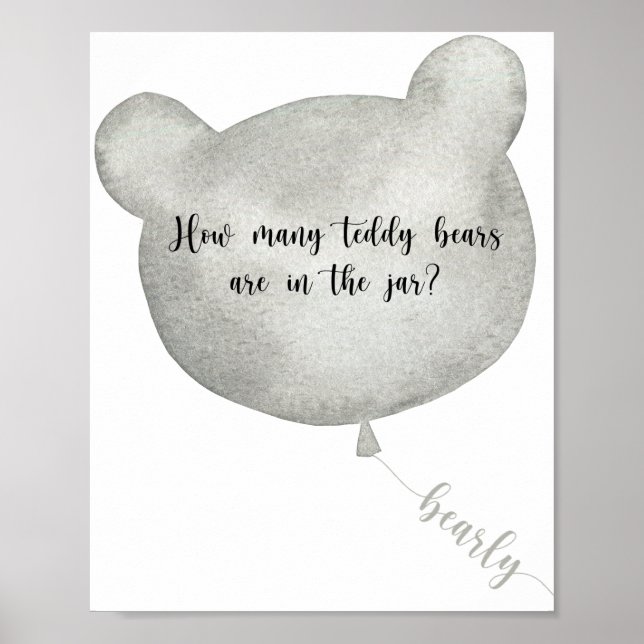 Affiche Bear Balloon devine combien d'affiches nounours (Devant)
