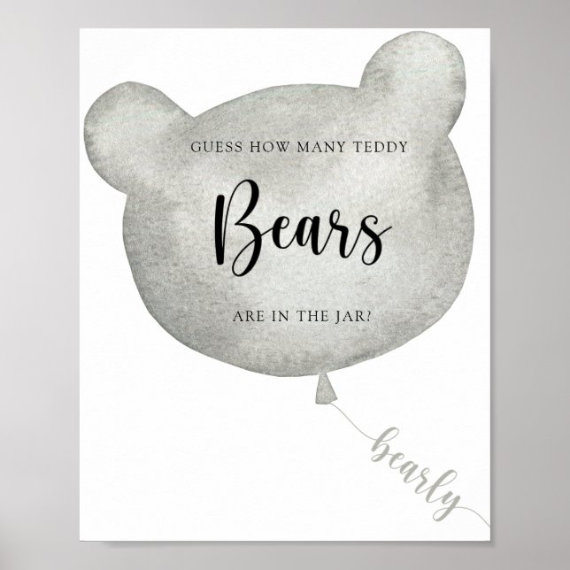 Affiche Bear Balloon devine combien d'affiches nounours (Devant)