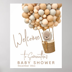 Affiche Bear Balloons Moderne Baby shower neutre genre