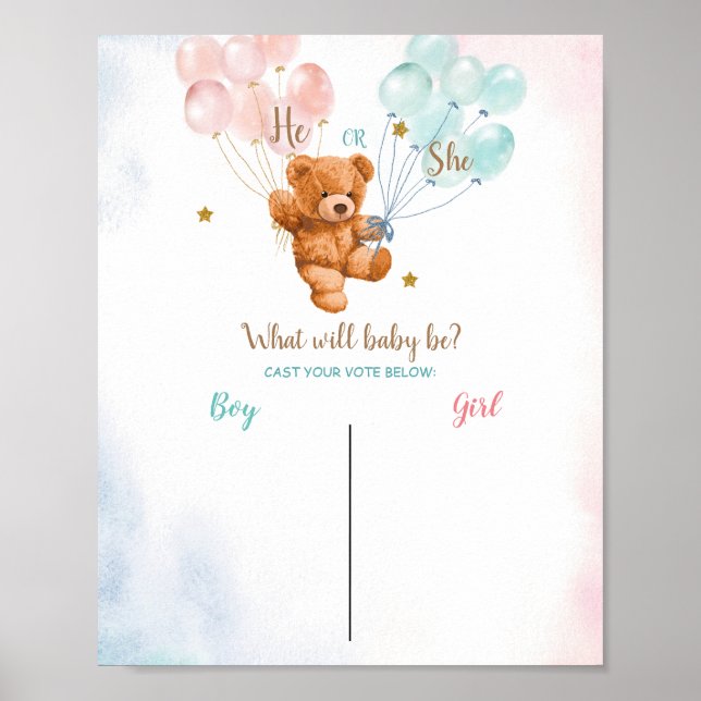 Affiche Bear Boy or Girl Voting Board (Devant)