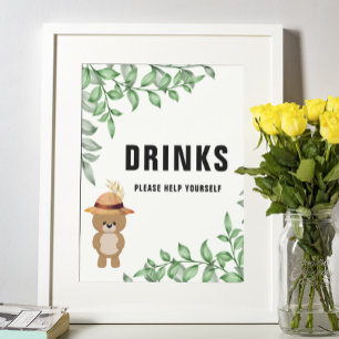 Affiche Bear Cute Dans Le Baby shower Bois Boissons