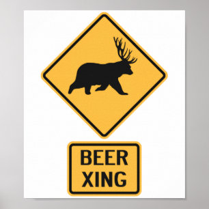Affiche Bear Deer Beer Crossing