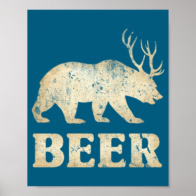 Affiche Bear Deer Vintage Beer  (Devant)