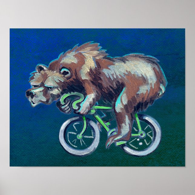 Affiche Bear en Badass sur un vélo (Devant)